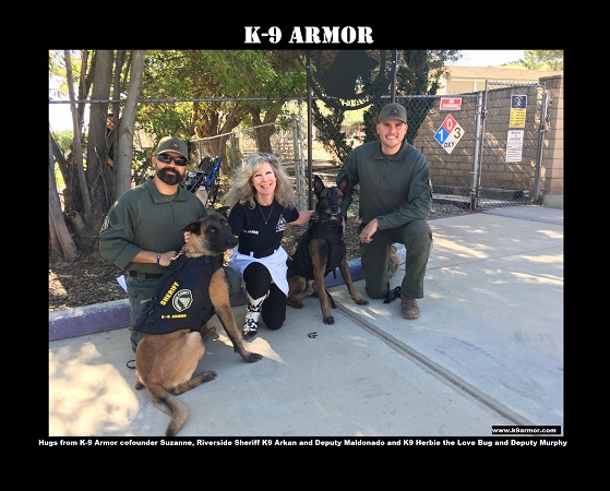 Smiles from Riverside Sheriff Deputy Malodonado and K9 Arkan and Deputy Murphy with Herbie at Adlerhorst K9 Academy for training day