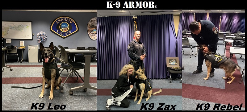 Thank you Anaheim Police Department for the honor of a ceremony for Leo, Zax and Rebel and Valor who works undercover
