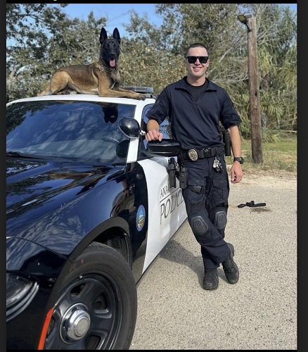 Smiles from Anaheim PD K9 Creed and Officer Hemerson. Donate to protect Creed and five more APD K9 Heroes 