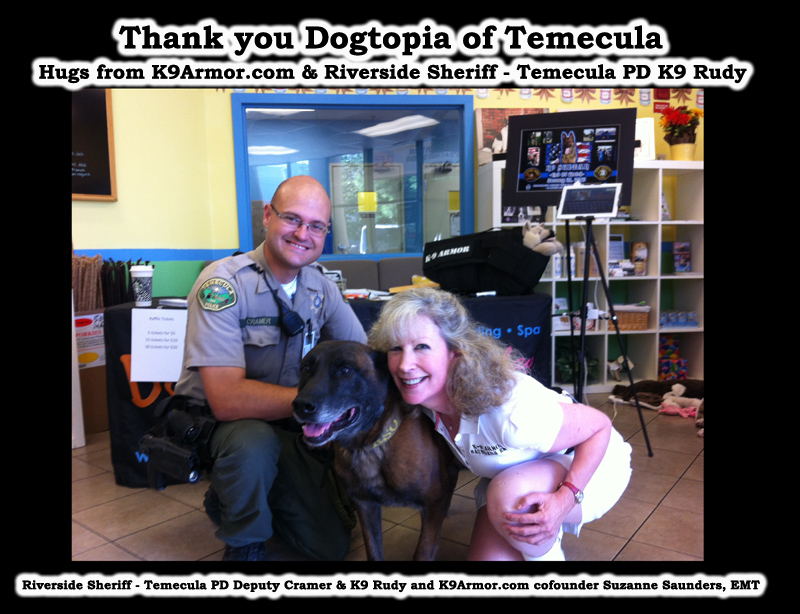 Riverside Sheriff - Temecula PD Deputy Cramer and K9 Rudy and K9Armor.com cofounder Suzanne Saunders