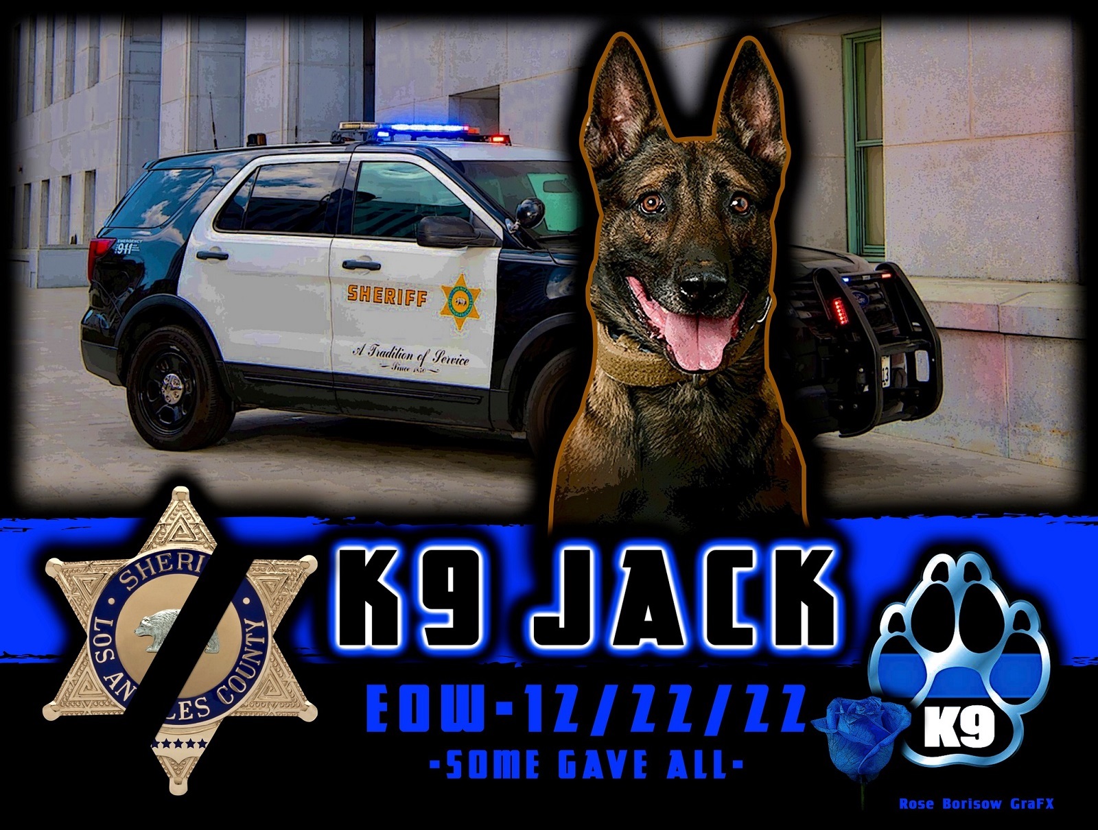 Special Enforcement Bureau Los Angeles Sheriffs Department (seblasd) K9 Jack was shot and killed on 12-22-22