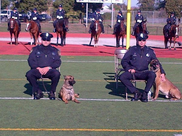 Richmond PD Officer Palma and K9 Ronin with Officer Avila and K9 Bosco