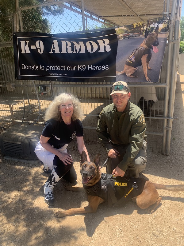 Hugs from K9 Armor cofounder and Riverside County Sheriff K9 Storm and Deputy Giallorenzo