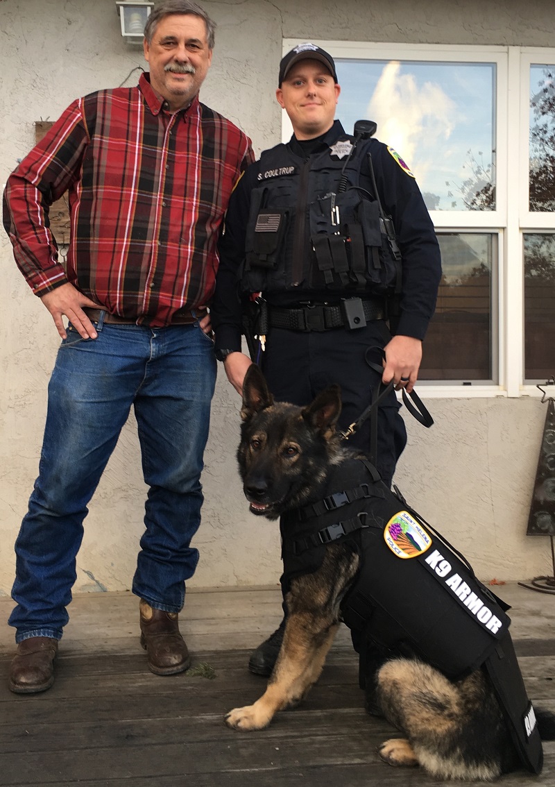 Dr Gold with St Helena PD Officer Coultrup and K9 Barrett