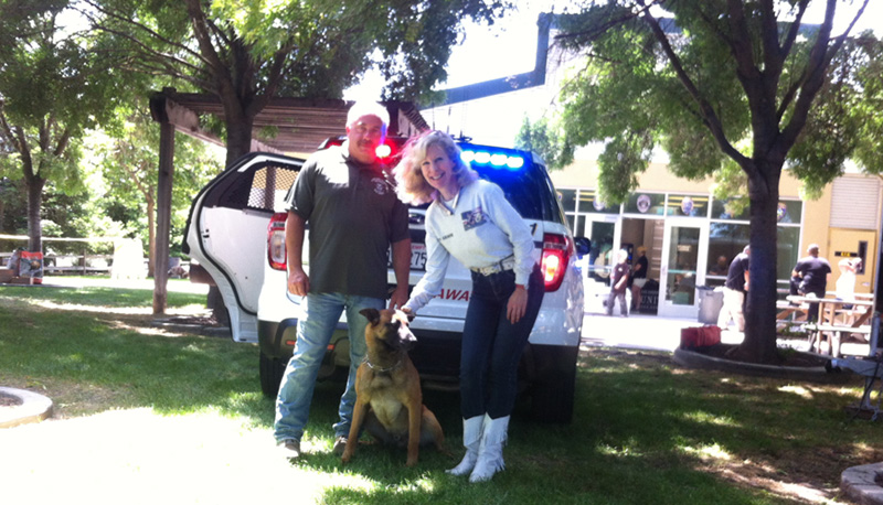 Deputy Ballance and K9 Lycan with K9Armor.com cofounder Suzanne
