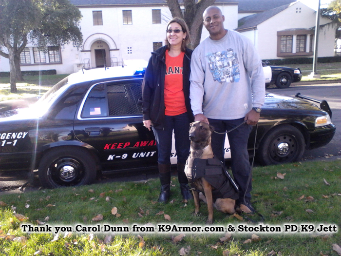Hugs and thank you Carol Dunn for donating to K9Armor.com for Stockton PD K9 Jett