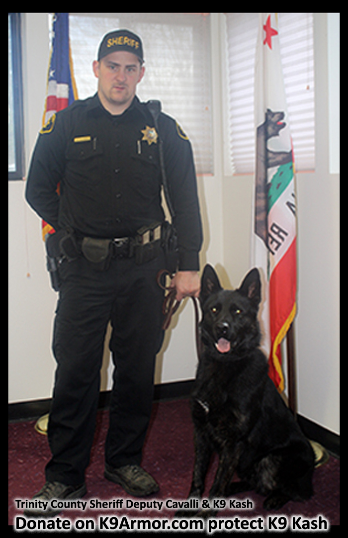 We raised the donations to protect Trinity County Sheriff's Deputy Scott Cavalli giving a vest to K9 Kash